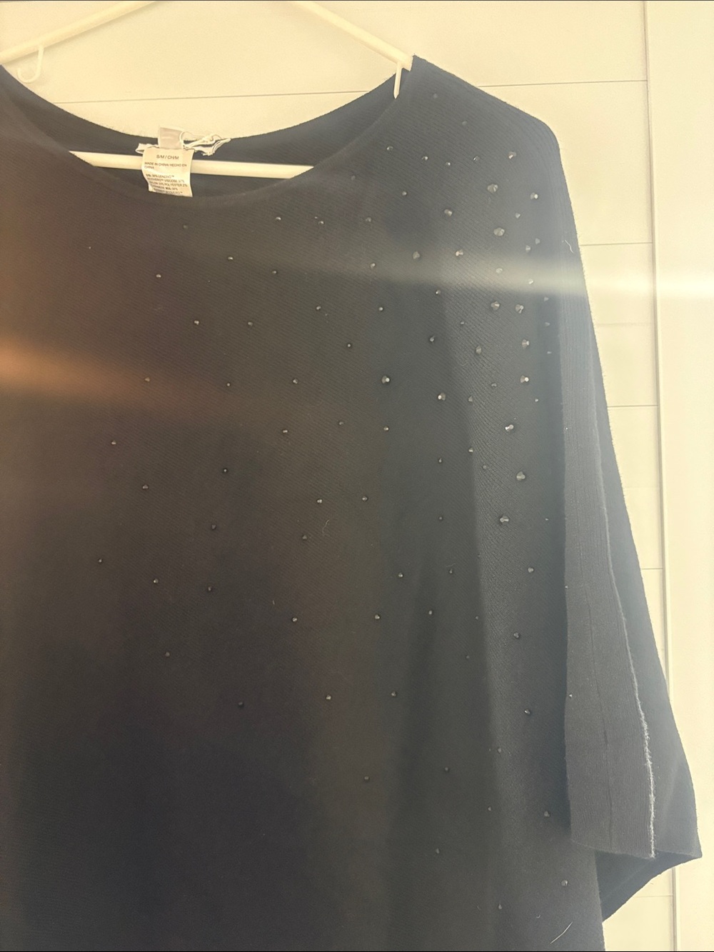 Chico's Black Beaded Poncho Top